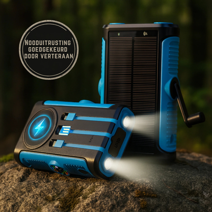 Elite powerbank - Draadloze Zonne-energie Powerbank met Oplaadhendel