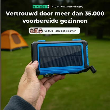 Elite powerbank - Draadloze Zonne-energie Powerbank met Oplaadhendel