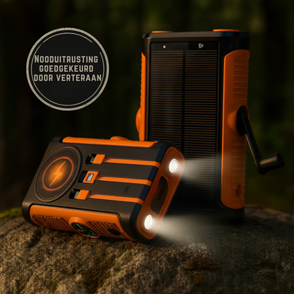 Elite powerbank - Draadloze Zonne-energie Powerbank met Oplaadhendel