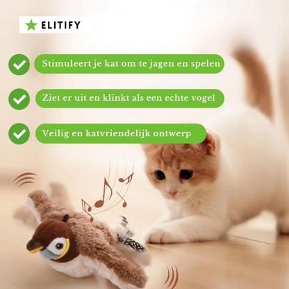 Elite Simulatie Vogel voor Katten - Grote Mus (Flappert + Tjilpt)