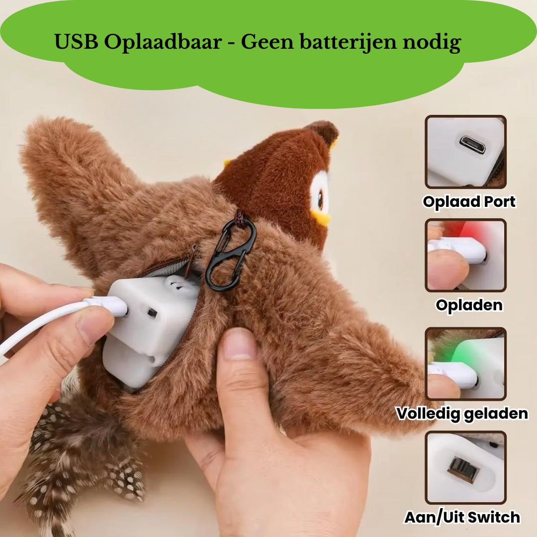 Elite Simulatie Vogel voor Katten - Grote Mus (Flappert + Tjilpt)