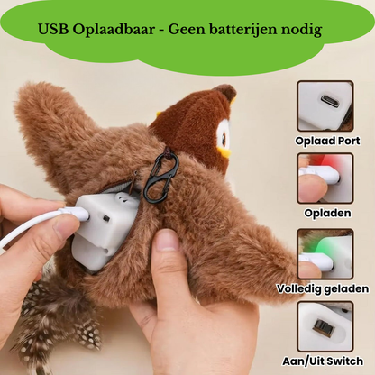 Elite Simulatie Vogel voor Katten - Grote Mus (Flappert + Tjilpt)